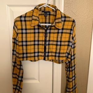 Forever 21 Zip up Flannel Crop Top
